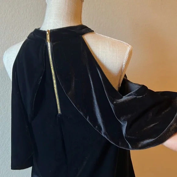 CALVIN KLEIN WOMEN’S BLACK VELVET BLOUSE L - Picture 6 of 12